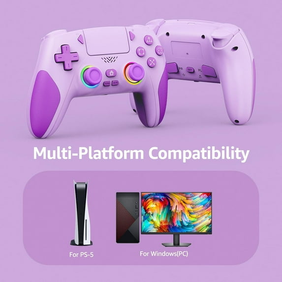 Wireless RGB Controller Compatible with P5/P5 Pro/P5 Slim with Dual Vibration & Six-Axis Sensor