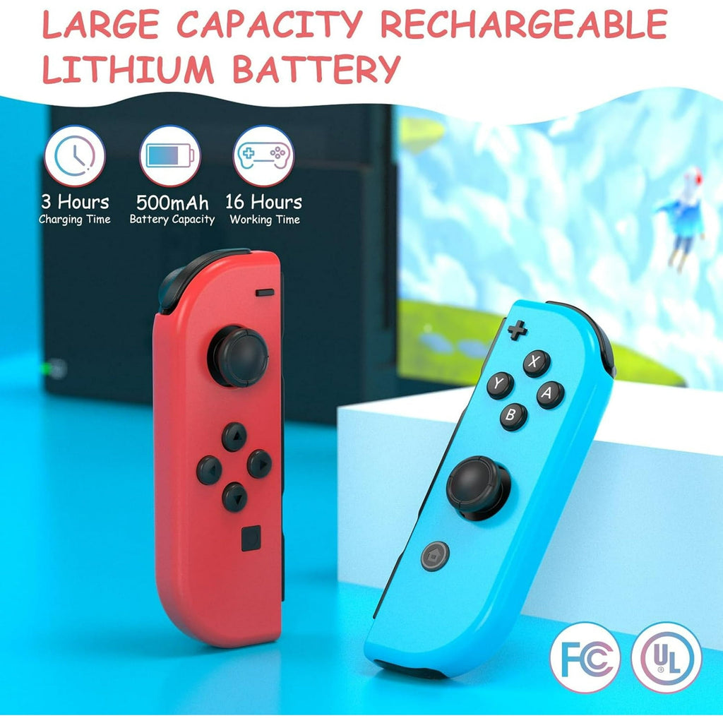 Colorfish Switch Controller for Nintendo Switch, Switch Remote Joy Pad supports Dual Vibration/Motion Control/Screenshot/Wake-up Red and Blue