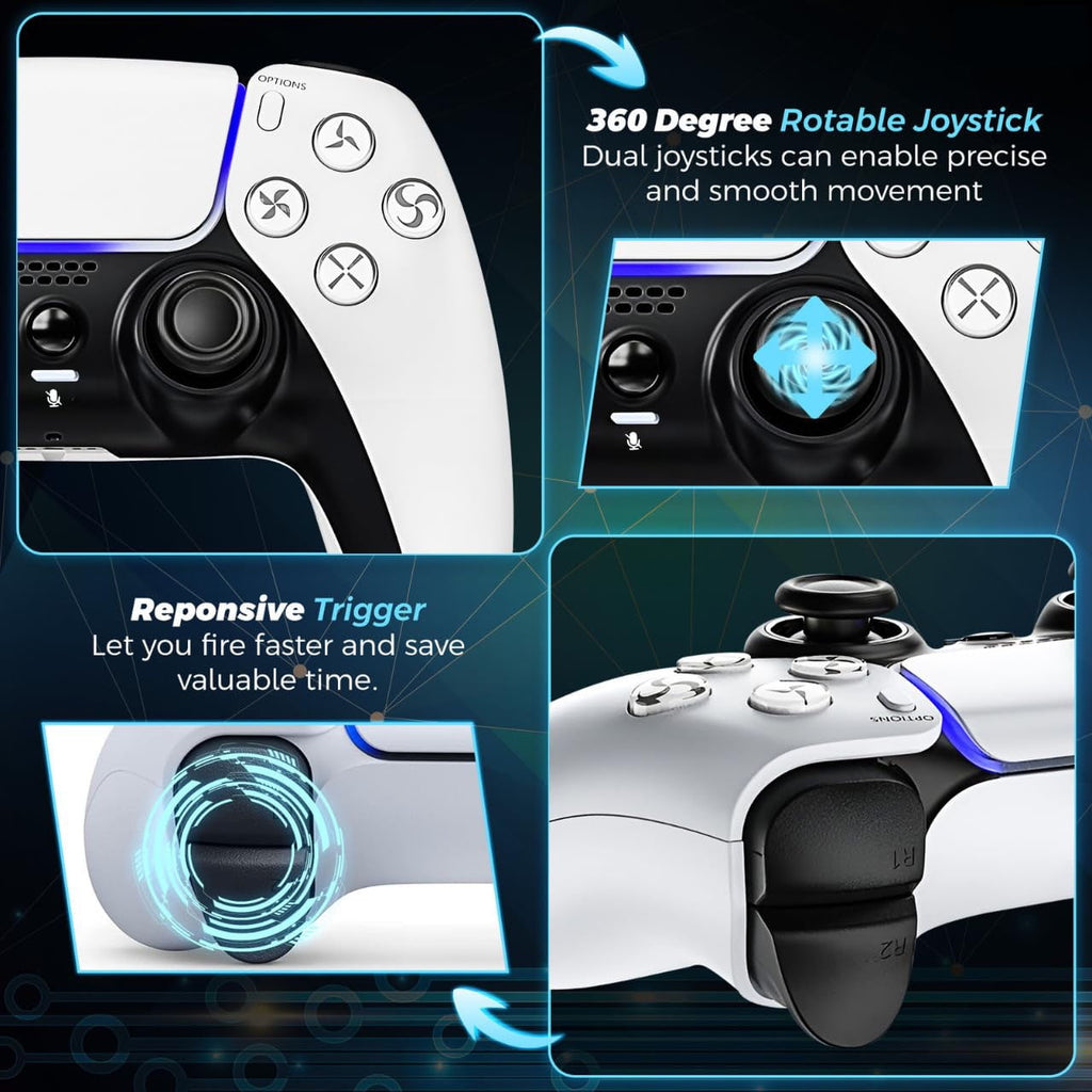 Colorfish Wireless Controller Compatible for P5, Bluetooth 5.0 with 1000mAh Battery, Dual Vibration, 6-Axis Motion Control, USB-C Charging, Gamepad Compatible with P5/Windows PC