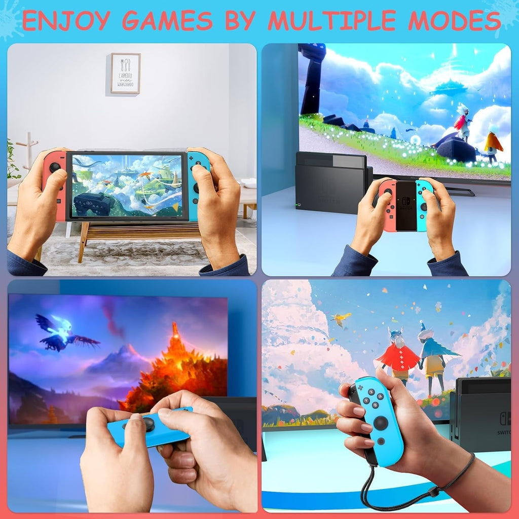 Colorfish Switch Controller for Nintendo Switch, Switch Remote Joy Pad supports Dual Vibration/Motion Control/Screenshot/Wake-up Red and Blue