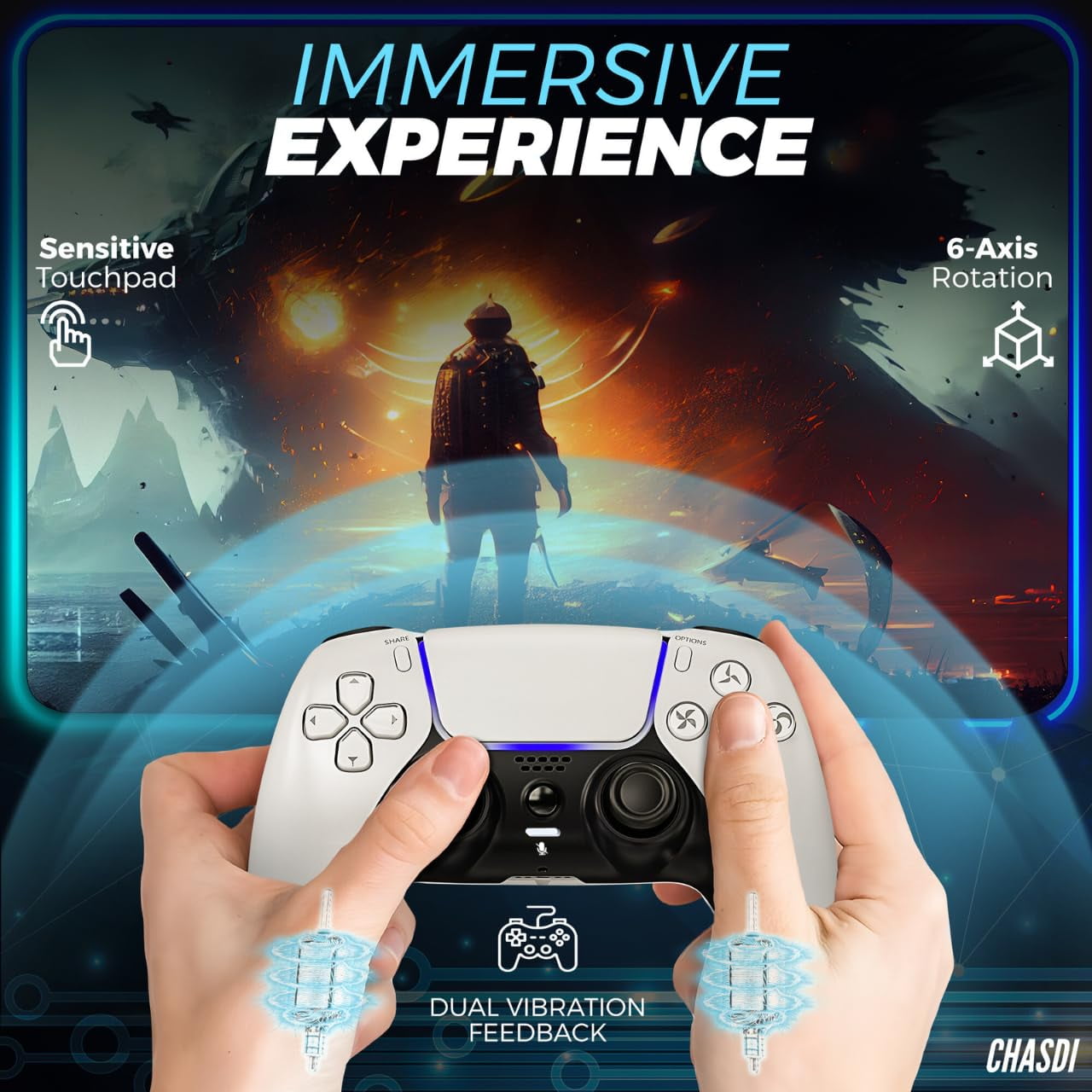 Colorfish Wireless Controller Compatible for P5, Bluetooth 5.0 with 1000mAh Battery, Dual Vibration, 6-Axis Motion Control, USB-C Charging, Gamepad Compatible with P5/Windows PC