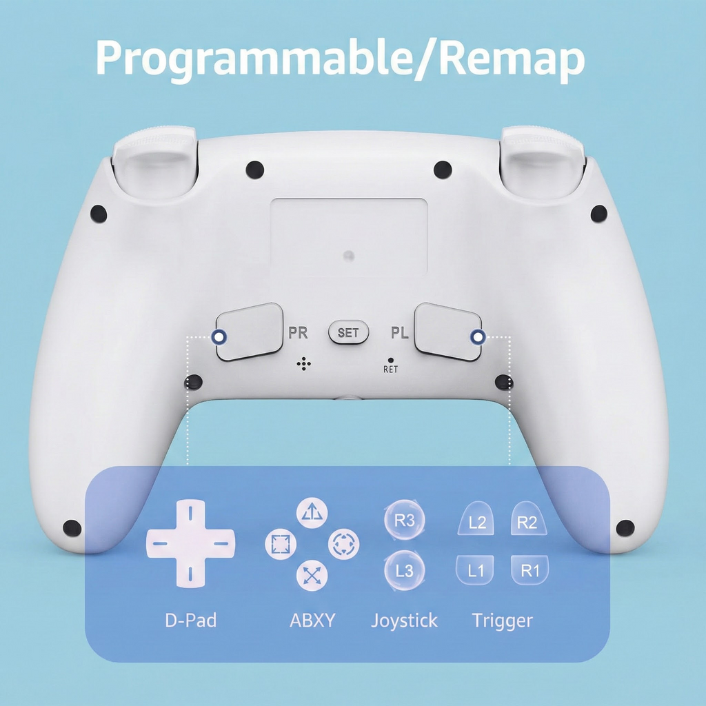 Wireless RGB Controller Compatible with P5/P5 Pro/P5 Slim with Dual Vibration & Six-Axis Sensor