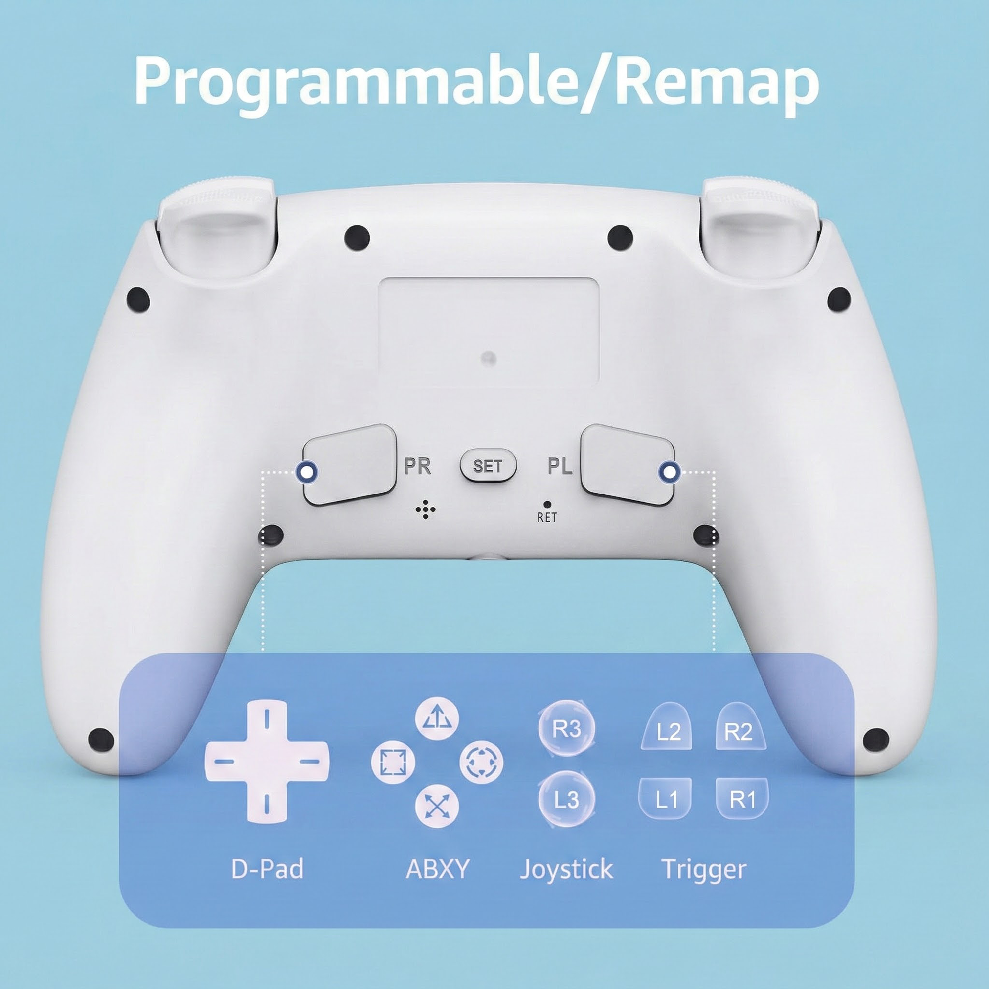 Wireless RGB Controller Compatible with P5/P5 Pro/P5 Slim with Dual Vibration & Six-Axis Sensor