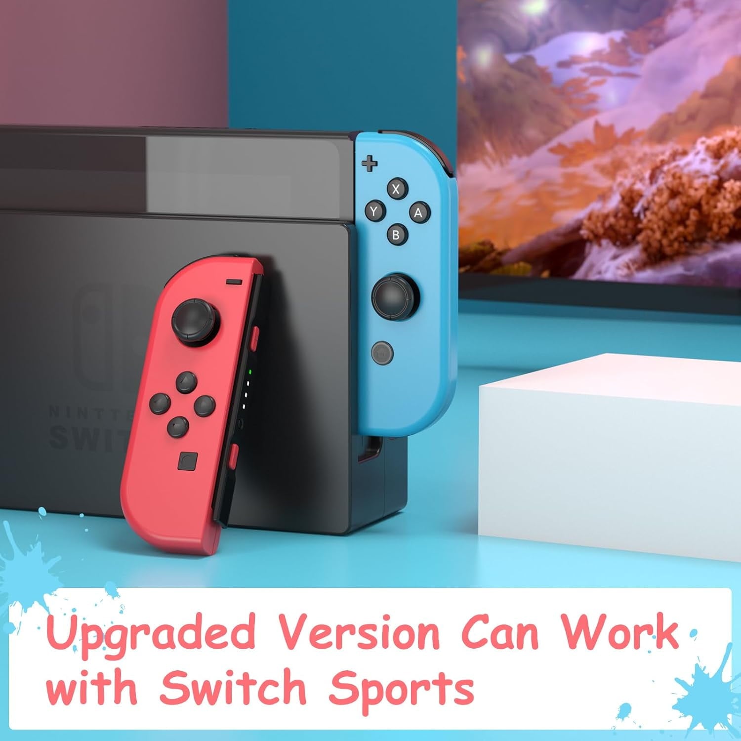 Colorfish Switch Controller for Nintendo Switch, Switch Remote Joy Pad supports Dual Vibration/Motion Control/Screenshot/Wake-up Red and Blue