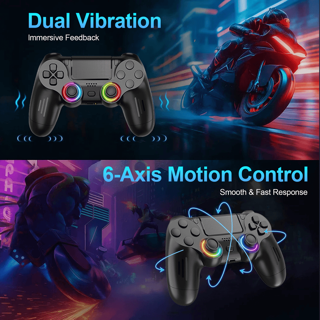 Wireless Controller Compatible with P4/Slim/Pro with Vibration/Motion Sensor/Headphone Jack/Audio Function