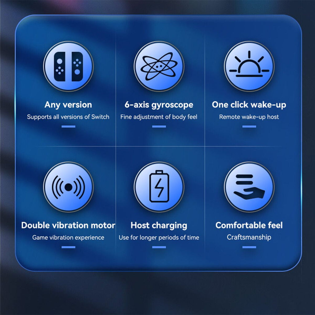 Colorfish Game Controller for Nintendo Switch With LED, Neon Red/Blue