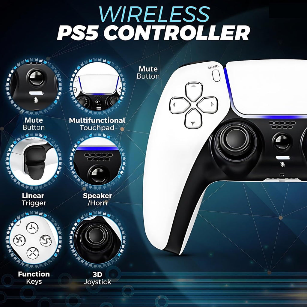 Colorfish Wireless Controller Compatible for P5, Bluetooth 5.0 with 1000mAh Battery, Dual Vibration, 6-Axis Motion Control, USB-C Charging, Gamepad Compatible with P5/Windows PC