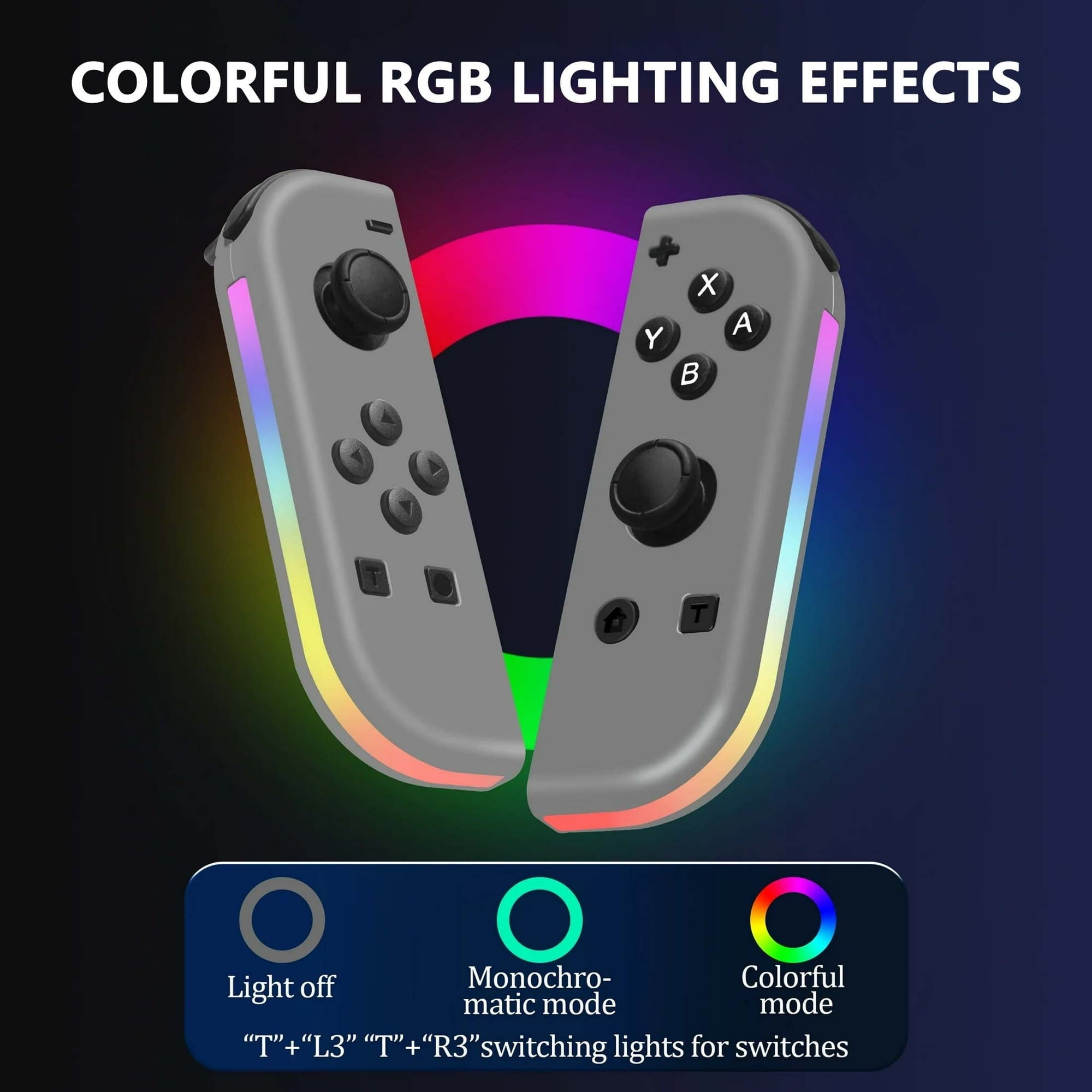 Game Controller for Nintendo Switch With LED, White