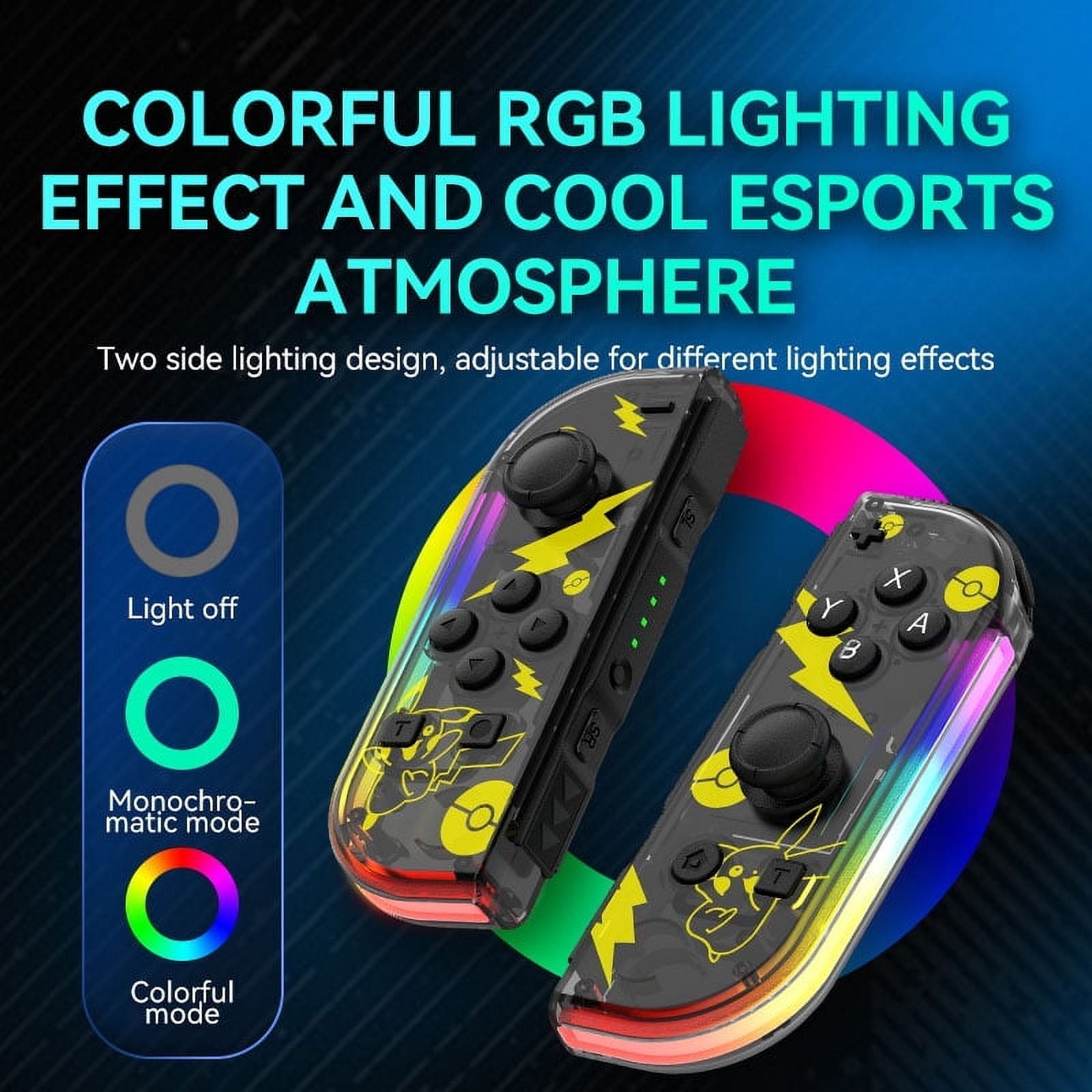 Colorfish Game Controller for Nintendo Switch With LED, Crystal Clear