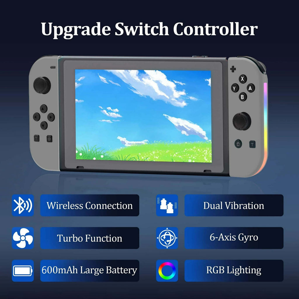 Game Controller for Nintendo Switch With LED, White