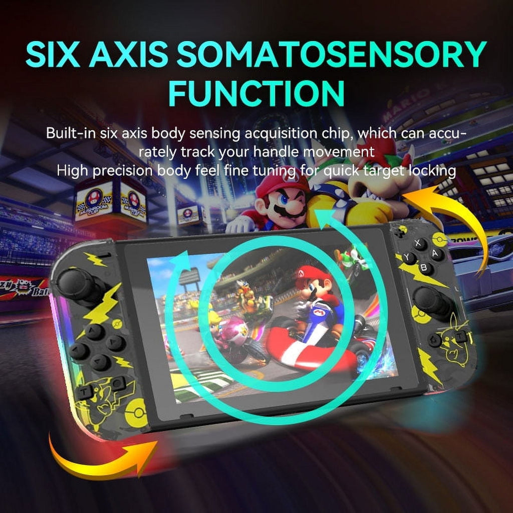 Colorfish Game Controller for Nintendo Switch With LED, Crystal Clear