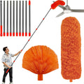 Colorfish Extendable High-Reach Duster Kit | Multi-Surface Ceiling Fan & Cobweb Cleaner with Adjustable Stainless Steel Pole, Reusable Microfiber Brush Heads.