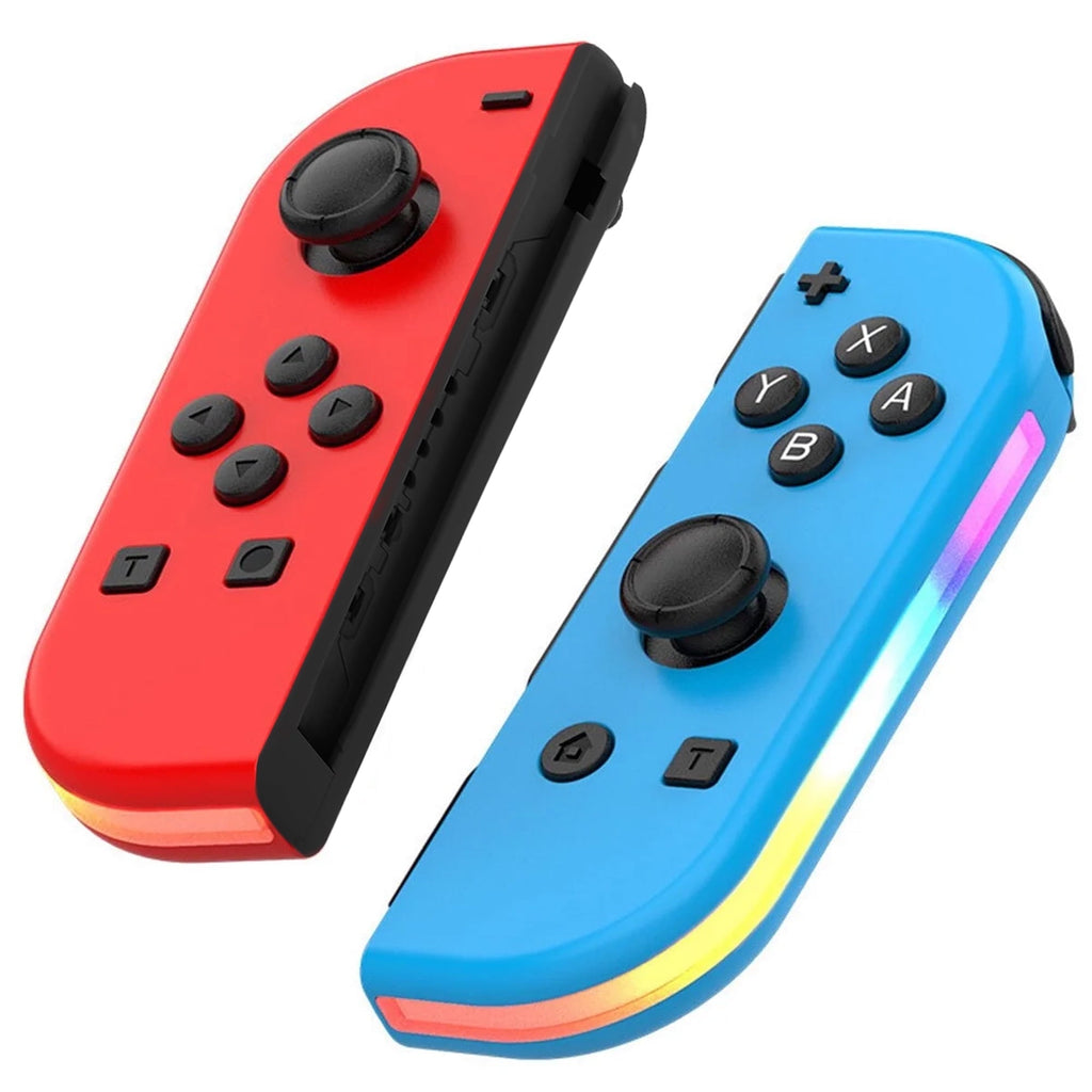 Colorfish Game Controller for Nintendo Switch With LED, Neon Red/Blue