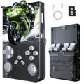 Handheld Game Console with 8000+ Classic Games, 128GB SD Card, 3.5” IPS Screen, Dual-Core 1.2GHz, 2GB RAM, HDMI Output, 3000mAh Battery – Transparent Black