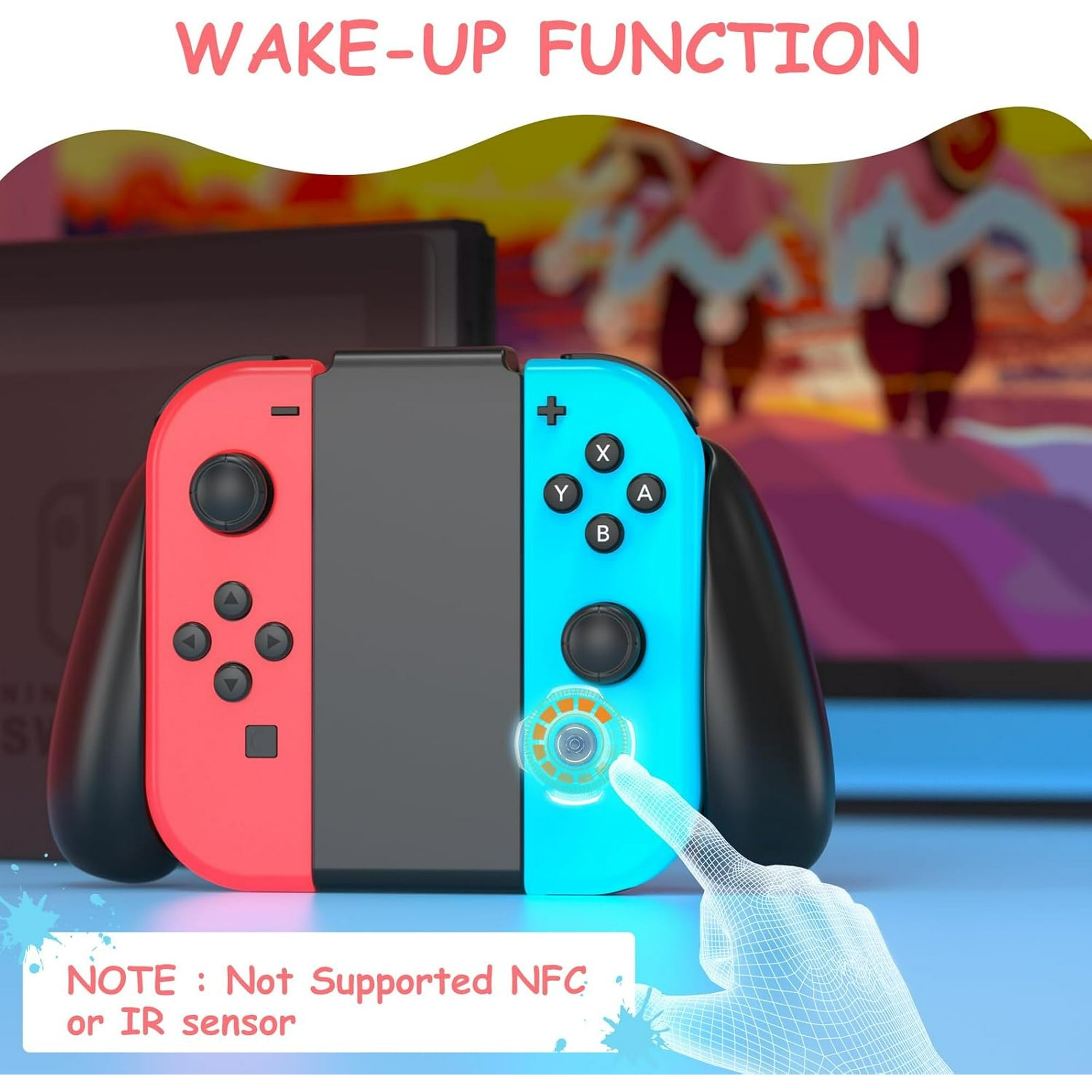 Colorfish Switch Controller for Nintendo Switch, Switch Remote Joy Pad supports Dual Vibration/Motion Control/Screenshot/Wake-up Red and Blue