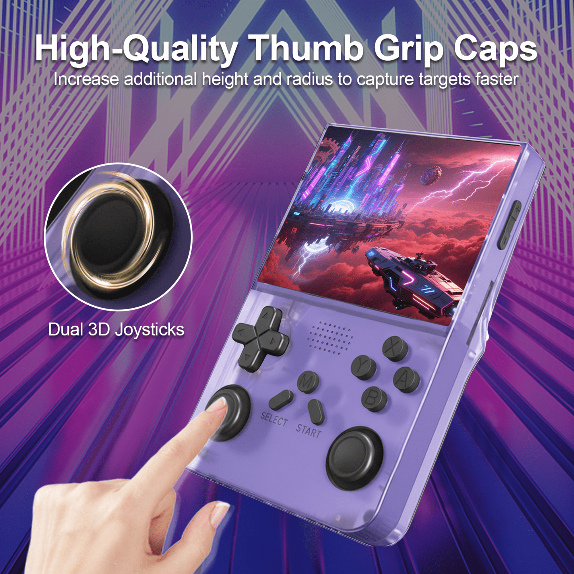 Handheld Game Console with 8000+ Classic Games, 128GB SD Card, 3.5” IPS Screen, Dual-Core 1.2GHz, 2GB RAM, HDMI Output, 3000mAh Battery – Transparent Black